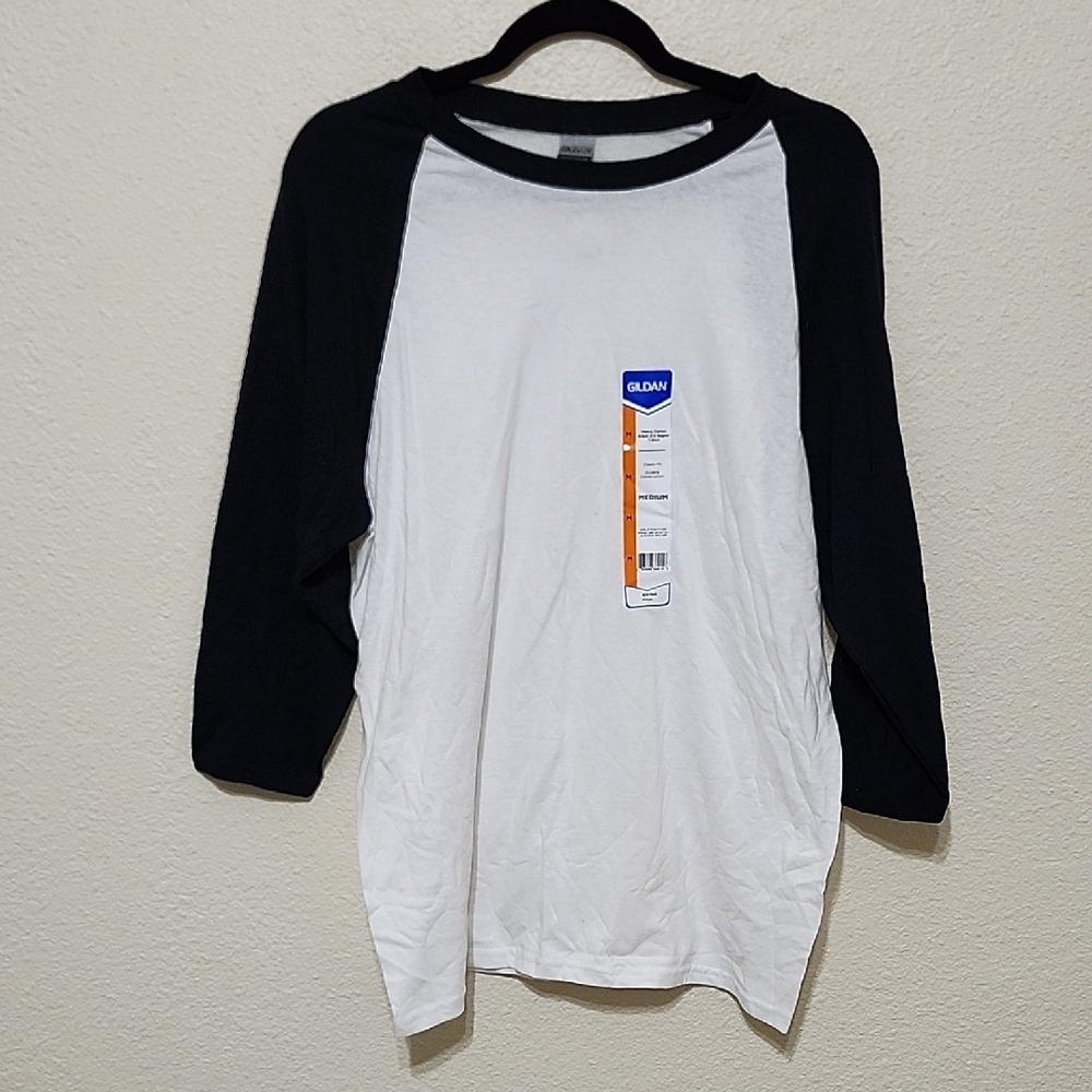 Gildan Black and White Raglan Tee